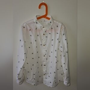 Zara white poplin shirt 🌵 cactus print size 10